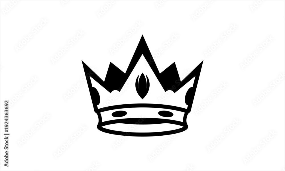 Fototapeta premium Simple Black Crown Icon on White Background.
