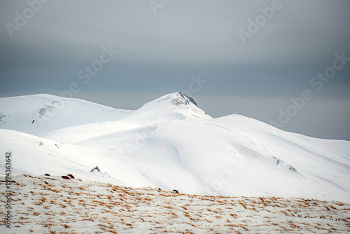snow covered mountains in winter