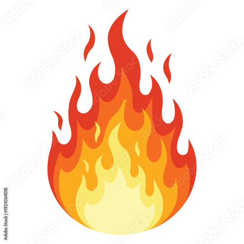 Vibrant flame icon with orange, yellow, and red hues for design and decoration purposes easily