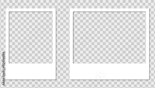Two blank polaroid photo frames on a transparent background for instant camera pictures