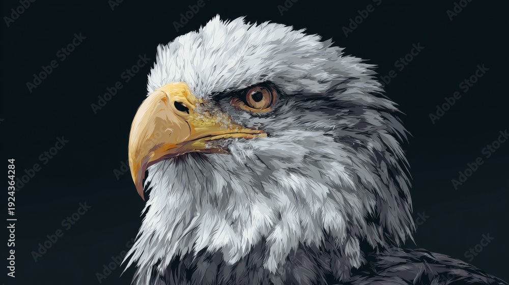 Obraz premium Majestic bald eagle portrait against dark background