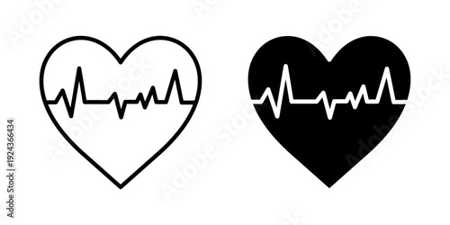 heart rate Icon set. Symbol isolated white background. vector illustration. color editable.