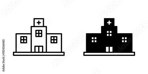 hospital Icon set. Symbol isolated white background. vector illustration. color editable.