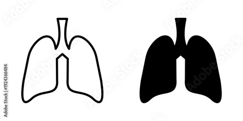 Lungs Icon set. Symbol isolated white background. vector illustration. color editable.