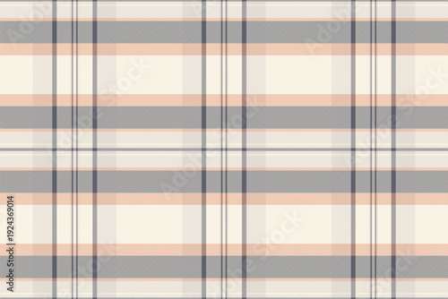 Difficult tartan seamless check, brand texture plaid background. Awesome vector textile fabric pattern in old lace and white colors.