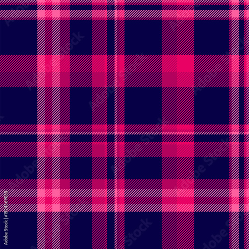 Romantic textile check seamless, summer plaid background tartan. Color texture pattern fabric vector in pink and dark colors.