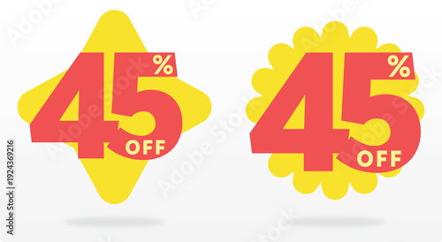 45% price, value, ads, sale, store, retail, off, special, product, marketing, business, discount, sticker, tag, offer, percent. Commerce, banner, set, icon, label