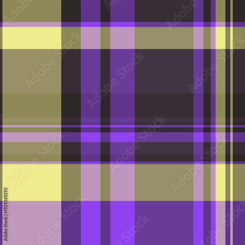 Handsome background textile plaid, seasonal fabric pattern tartan. Editable texture seamless check vector in violet and dark colors.