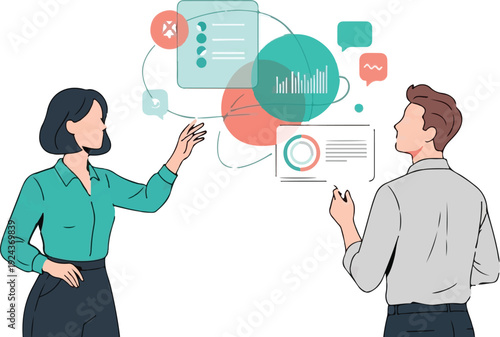 Business people discussing data analysis