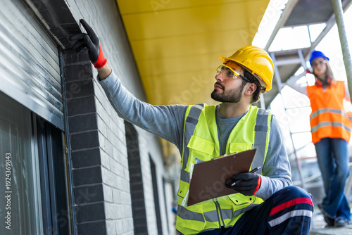 Canvastavla Professional engineers conducting a final quality inspection of window installation on a construction site
