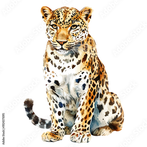 Leopard, watercolor painting vector, isolated on a white background.