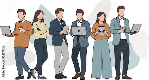 Business people with laptops vector illustration