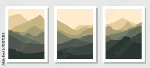 Stunning mountain landscape illustrations in modern art style
