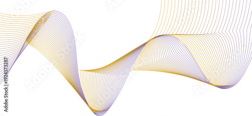 An abstract design features flowing curved lines in shades of yellow and purple against a stark white background high quality professional