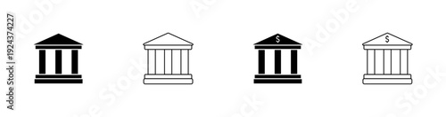 Bank and Government Building Icon Set