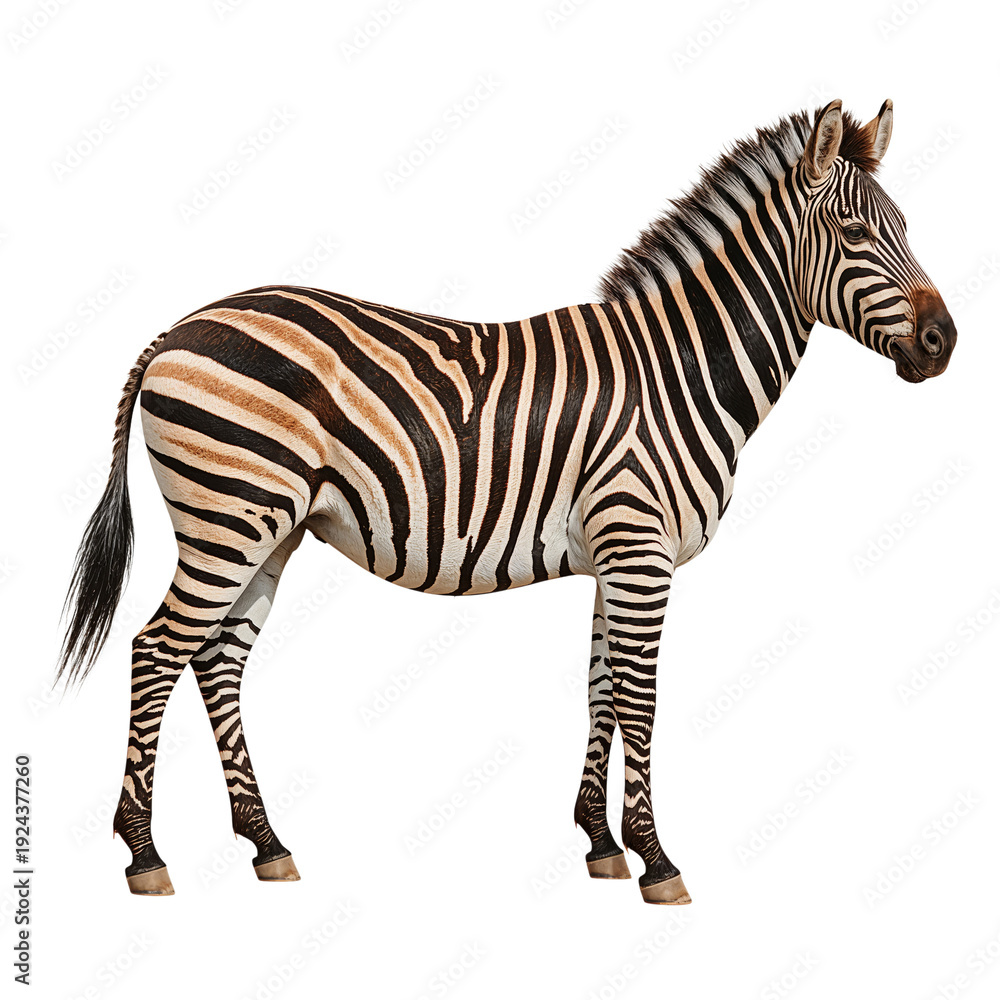 Fototapeta premium Zebra Standing on Grass in a Natural Setting During Daylight Hours