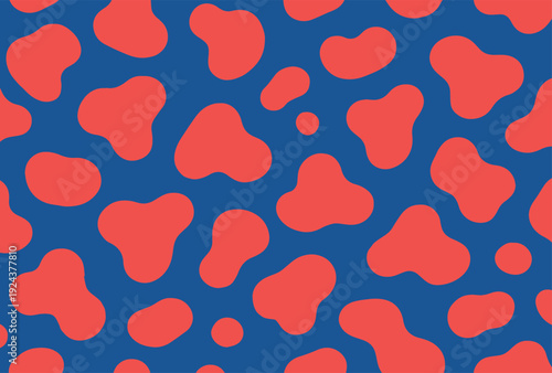 Wallpaper Mural Vibrant Playful Graphic Pattern with Red and Blue Organic Shapes Torontodigital.ca