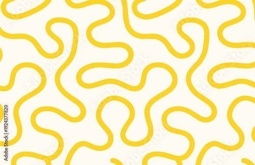 Wallpaper Mural Seamless minimalist doodle pattern with playful yellow lines on a cream background Torontodigital.ca