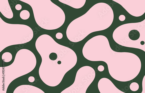 Wallpaper Mural Calm Minimalist Abstract Seamless Pattern with Organic Shapes in Green and Pink Torontodigital.ca