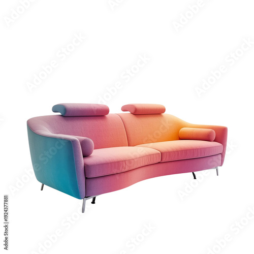 Colorful Couch With Gradient Design in Modern Living Room Setting