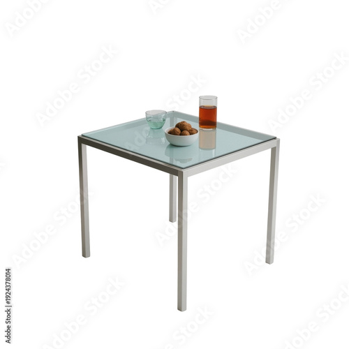 Table With Snacks and Drink in a Simple Setting