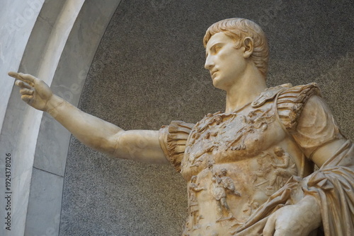 Canvastavla Side profile close up portrait of a marble statue of the ancient Roman emperor A