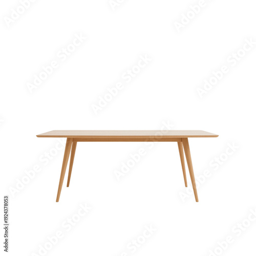 Modern Wooden Table for Dining in a Bright Room With Minimalist Style and Cle...