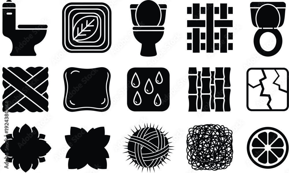 custom made wallpaper toronto digital Wood grain, leaves with water droplets, bamboo, and cracked earth,  woven textures, string or yarn art, and a stylized citrus fruit slice. texture patterns. 