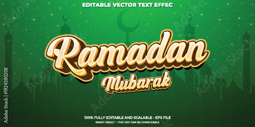 Golden Ramadan Mubarak Text Effect with Islamic Motifs