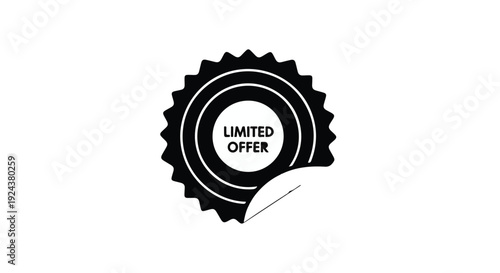 Limited offer badge sticker icon black and white illustration for sales promotion and marketing materials