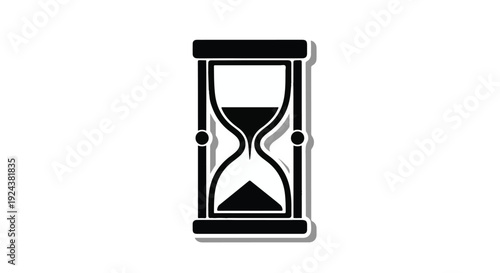 Black hourglass timer icon symbol on white background for time management concept