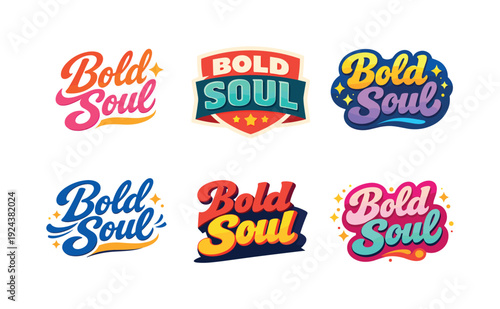 Clean modern holiday banner illustration displaying modern lettering logo set for Bold Soul, professional logo-style typography