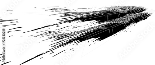 Auto tire tread grunge element. Car and motorcycle tire pattern, wheel tyre tread track. Black tyre print. Vector illustration isolated on white background.