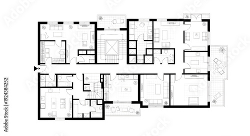 Hotel and Bar Floor Plans – Architectural CAD Vector Drawing for Commercial Building Project