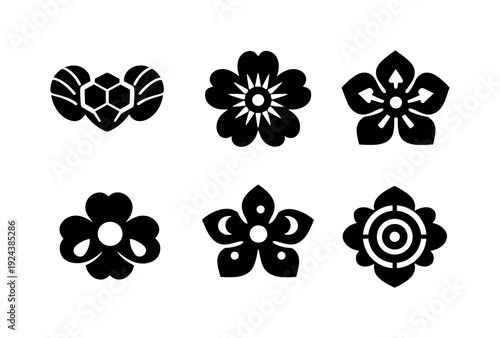 Solid style icons of bee ultraviolet vision: UV-detecting bee eyes, floral UV patterns, nectar guides, petal contrast zones,