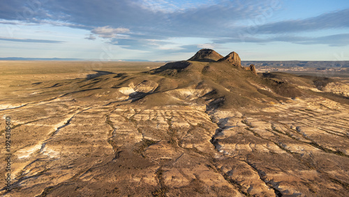 High Angle Aerial Shot of Cerro Madre e Hija Volcanic Peaks in the Patagonian Steppe