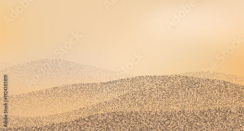 Abstract golden sand dunes landscape.Contrasting ridges and  flowing landscapes.