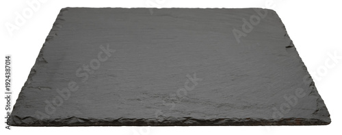 Empty black square slate plate isolated on white background