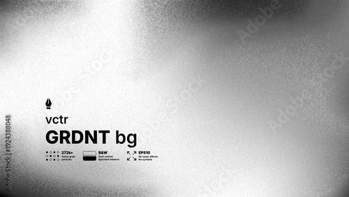 Abstract black and white vector background with high detailed noise texture and blurred gradient effect. Modern grayscale silver grainy overlay for industrial or brutalist design concepts.