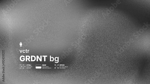 Abstract black and white vector background with high detailed noise texture and blurred gradient effect. Modern grayscale silver grainy overlay for industrial or brutalist design concepts.