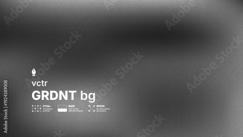 Abstract black and white vector background with high detailed noise texture and blurred gradient effect. Modern grayscale silver grainy overlay for industrial or brutalist design concepts.