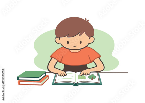 Inside child chooses a notebook at a desk, covers stacked nearby, pages flipped slowly, fingers pause on a favorite one. |