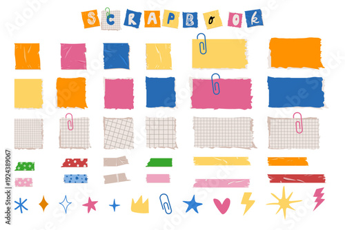 Creative paper notes and scrapbook elements for digital journaling and stationery