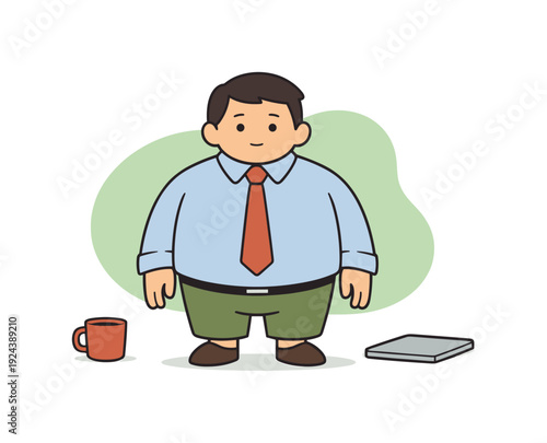 Relaxed Stretching Moment. Nearby person finishes stretching hands after work, fingers relaxing at sides, shoulders settled, calm