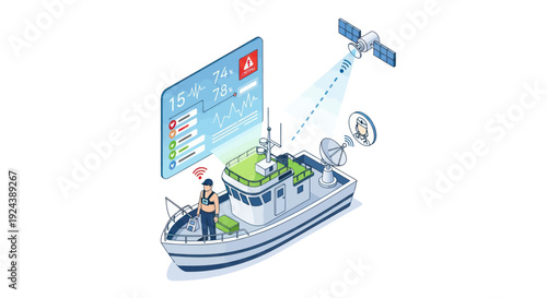 Fishing Boat with Satellite Communication and Navigation System.