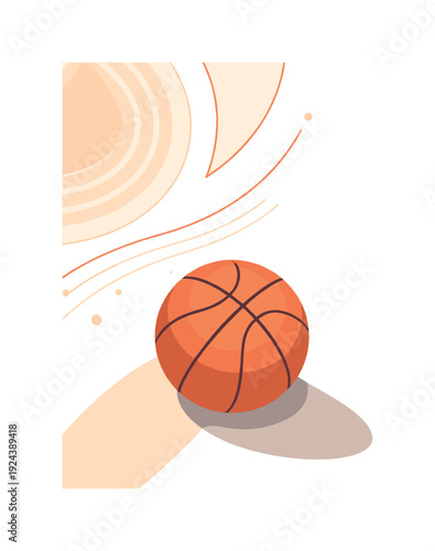 B asketb allm inim all ines ly ing flat in a top down inspiredgr aphicl ayout withl inep attern abstr acted positi oned in the