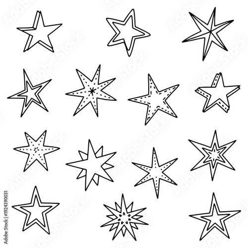 stars painted by hand doodle hand drawn icon set