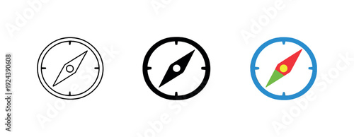 Financial climate scene showing a simple compass dial with one highlighted needle indicating direction, fully visible and