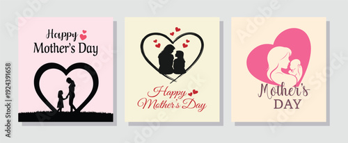 Happy Mother's Day greeting card Design set