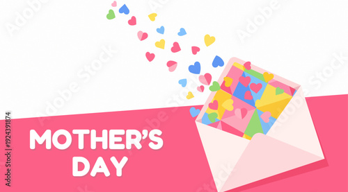 Happy Mother's Day greeting card with colorful hearts